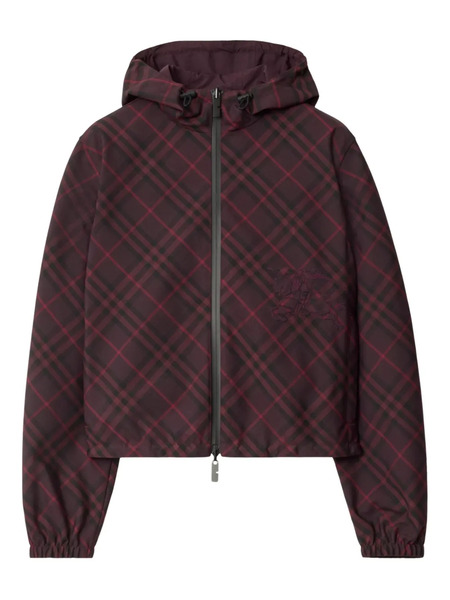  Burberry Check-pattern Hooded Cropped Jacket - Red 