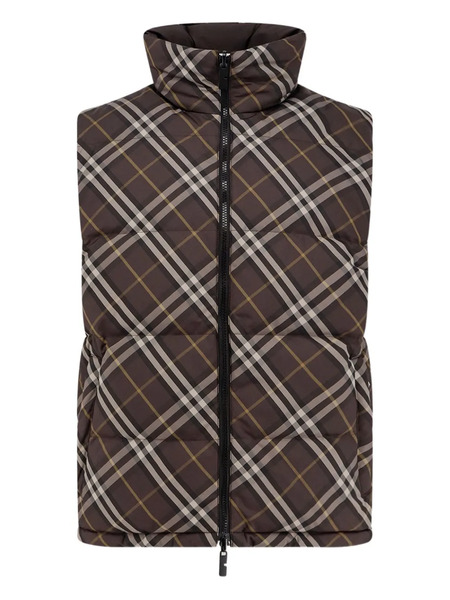  Burberry Check-pattern Padded Gilet - Brown 