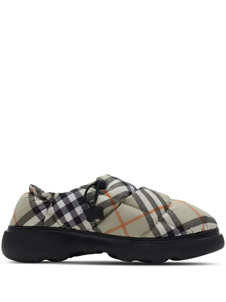  Burberry Check Pattern Pillow Mules - Neutrals 
