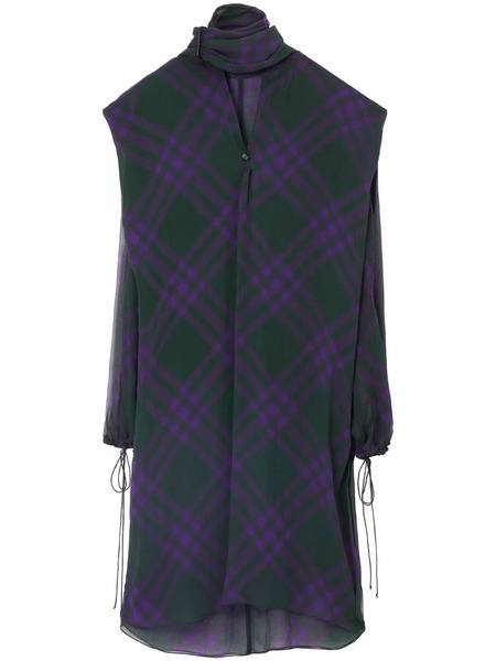  Burberry Check-pattern Silk Blouse - Purple 