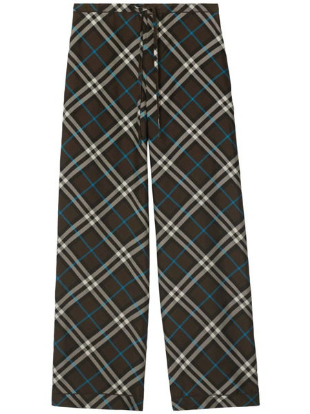  Burberry Check-pattern Silk Trousers - Brown 