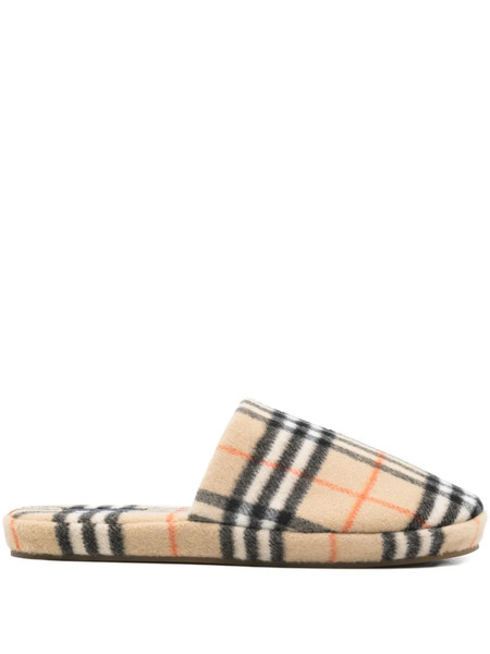  Burberry Check-pattern Slippers - Neutrals 