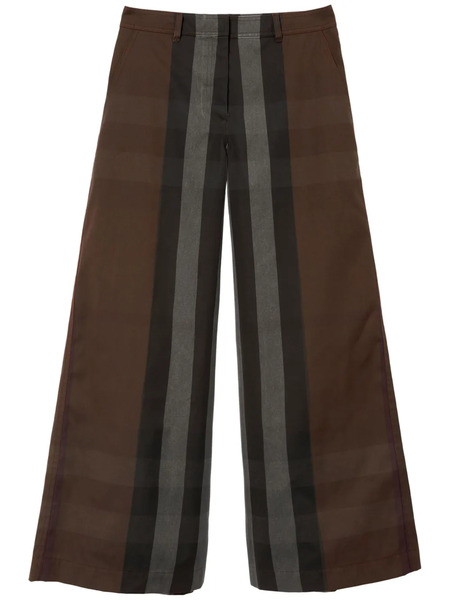  Burberry Check-pattern Wide-leg Trousers - Brown 
