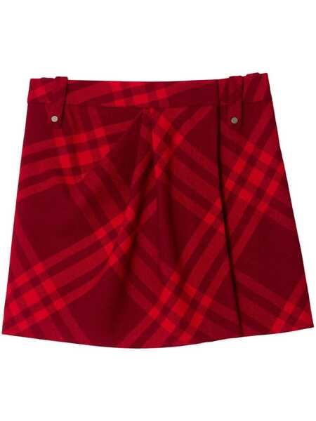  Burberry Check-pattern Wool Miniskirt - Red 