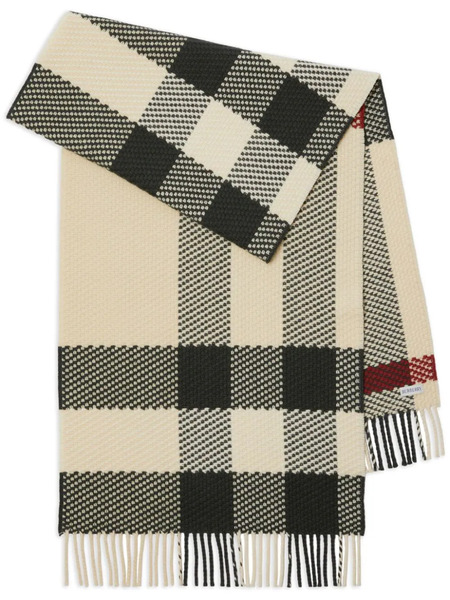  Burberry Check-pattern Wool Scarf - Neutrals 