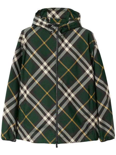  Burberry Check-pattern Zipped Hooded Jacket - Green 