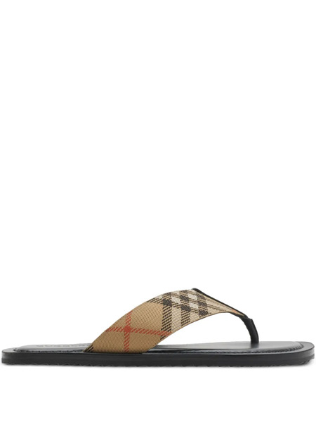  Burberry Check Pavilion Slides - Neutrals 