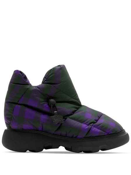 Burberry Check Pillow Boots - Black 