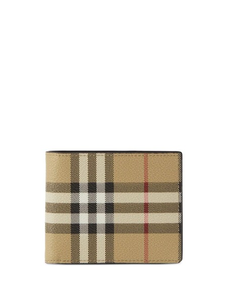  Burberry Check-print Bi-fold Leather Wallet - Brown 