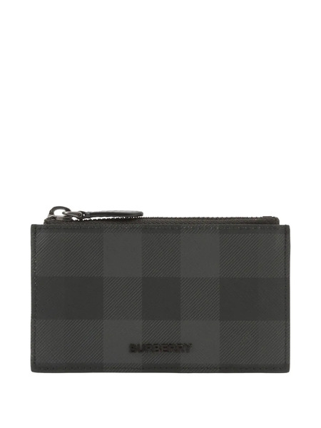  Burberry Check-print Card Case - Grey 