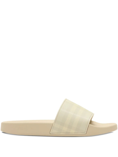  Burberry Check-print Slides - Neutrals 