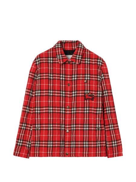  Burberry Check Quilted Wool Flannel Jacket - Red 
