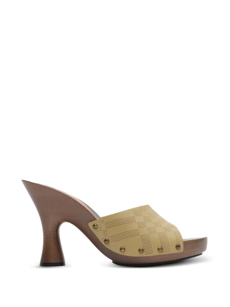  Burberry Check Stud Leather Potter Mules - Neutrals 