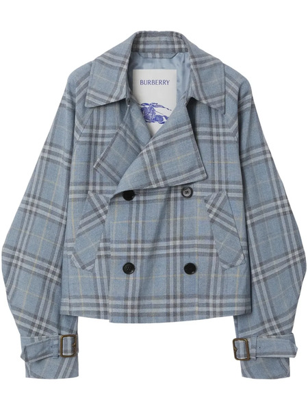  Burberry Check Trench Jacket - Blue 
