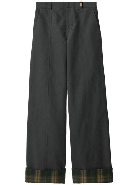  Burberry Check-trim Trousers - Grey 