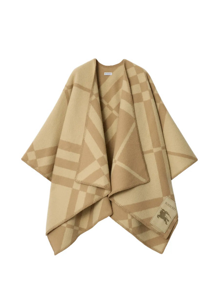  Burberry Check Wool Cashmere Cape - Neutrals 