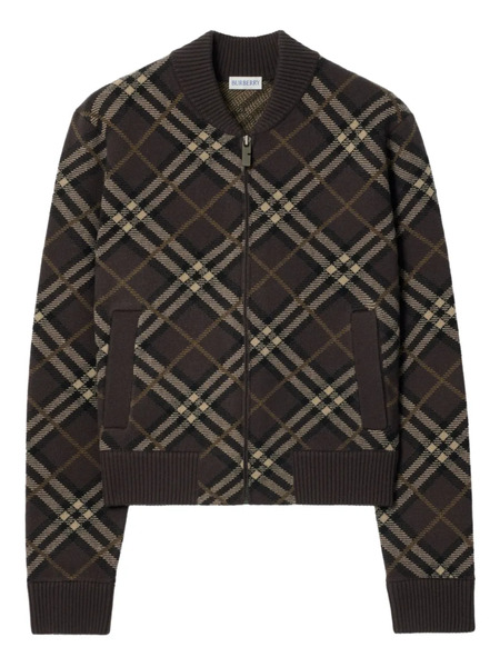  Burberry Check Zip-up Bomber Jacket - Brown 