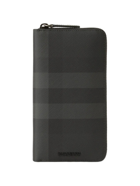  Burberry Check Zip Wallet - Grey 