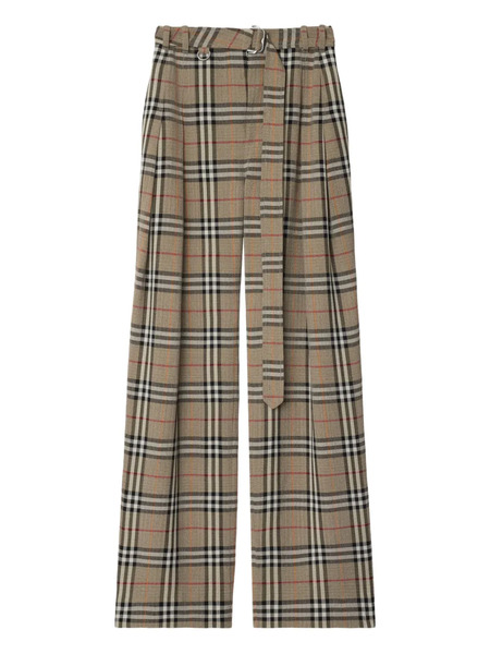  Burberry Checked Belted Trousers - Neutrals 