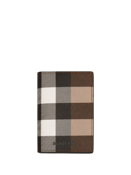  Burberry Checked Folding Card Case - Brown 