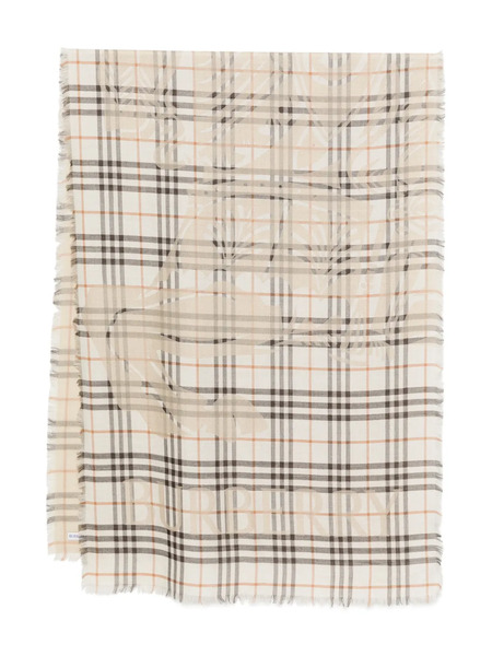  Burberry Checked Fringed Scarf - Neutrals 