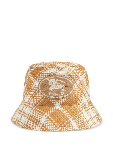  Burberry Checked Logo-patch Bucket Hat - Neutrals 