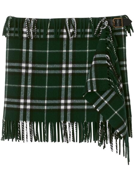  Burberry Checked Mini Skirt - Green 