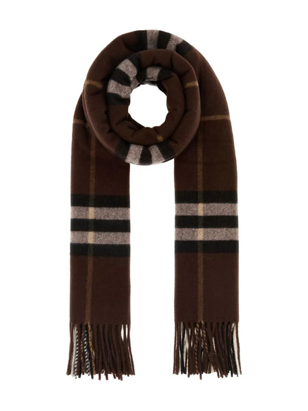  Burberry Checked-pattern Fringed-hem Scarf - Brown 