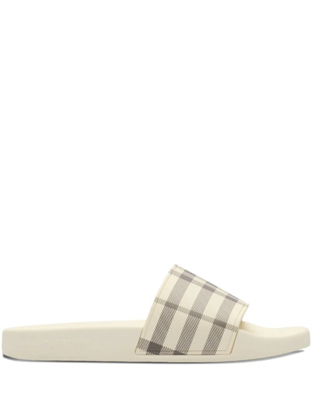  Burberry Checked Slides - Neutrals 
