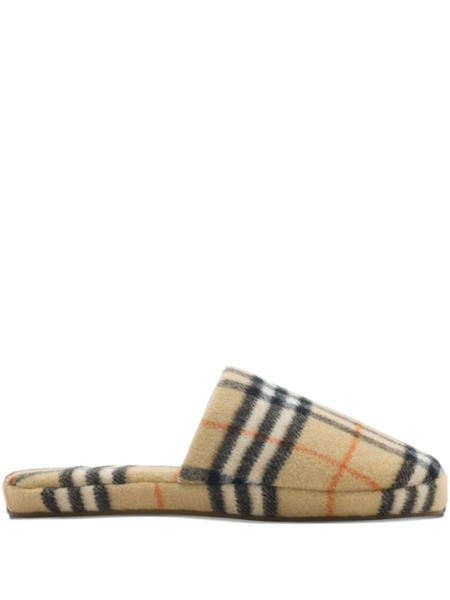  Burberry Checked Slippers - Neutrals 