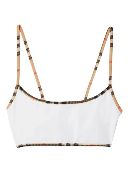  Burberry Checked-trim Bikini Top - White 