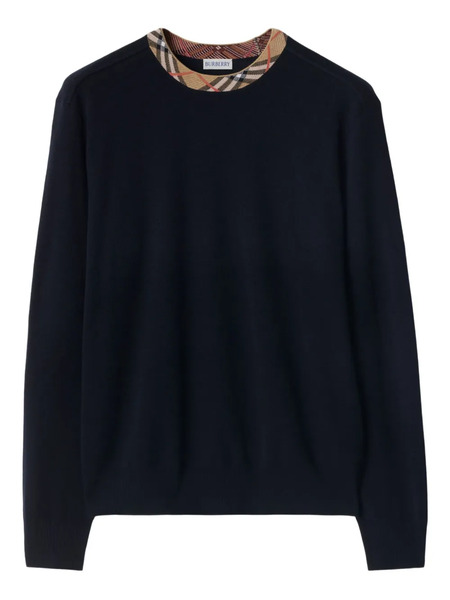  Burberry Checked-trim Wool Sweater - Blue 
