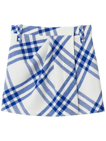  Burberry Checked Wool Miniskirt - White 