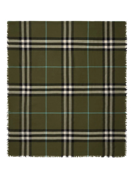  Burberry Checked Wool Scarf - Green 