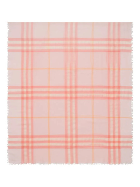  Burberry Checked Wool Scarf - Pink 