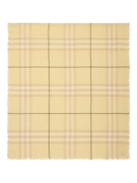  Burberry Checked Wool Scarf - Yellow 