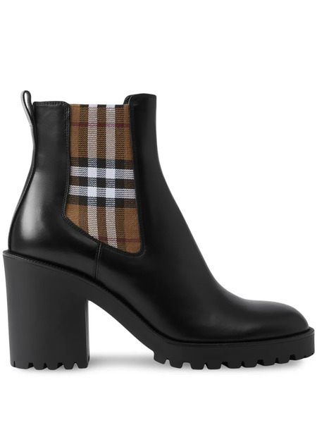  Burberry Checkered Panel Chelsea Boots - Black 