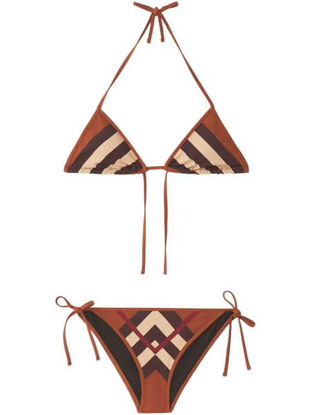 Burberry Chevron Check Triangle Bikini - Brown 