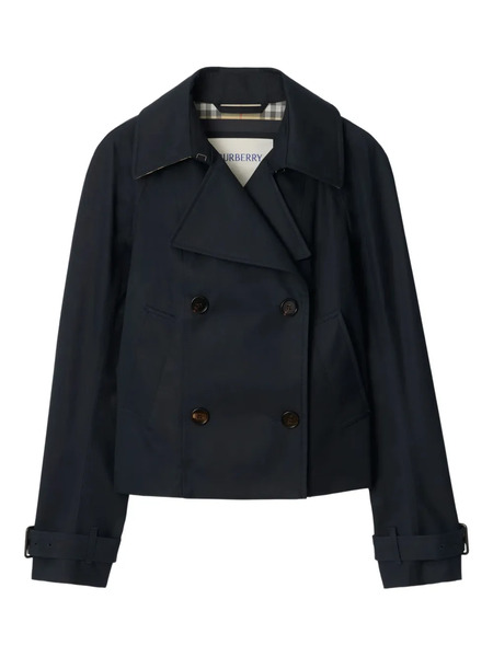  Burberry Double-breasted Belted Cropped Jacket - Blue 