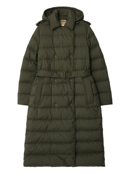  Burberry Double-breasted Belted Puffer Coat - Green 