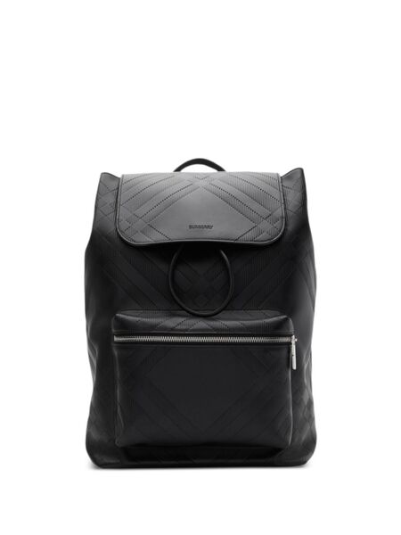  Burberry Embossed-check Backpack - Black 