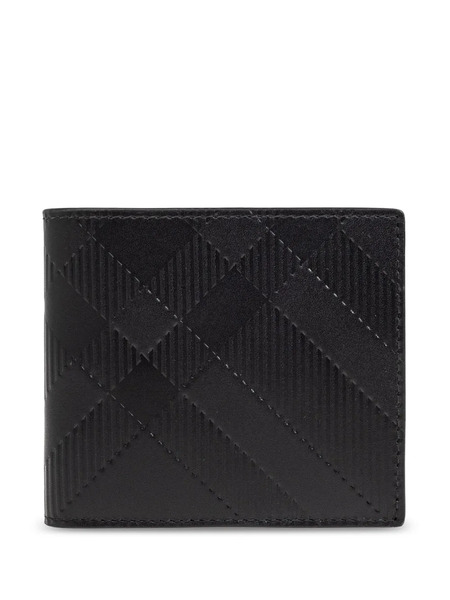  Burberry Embossed Check Bifold Wallet - Black 