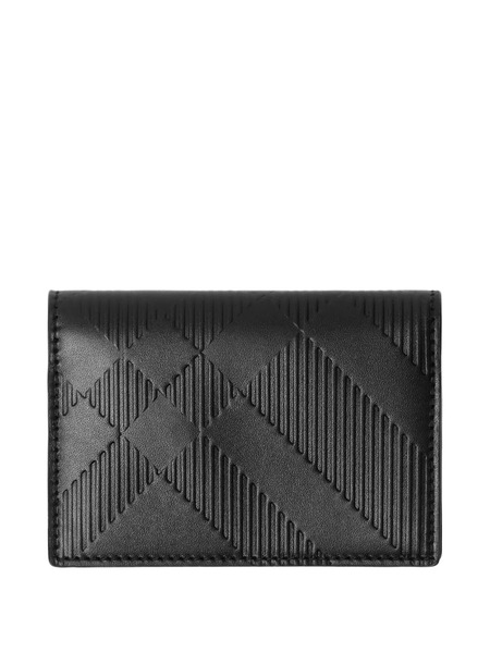  Burberry Embossed Check Card Case - Black 
