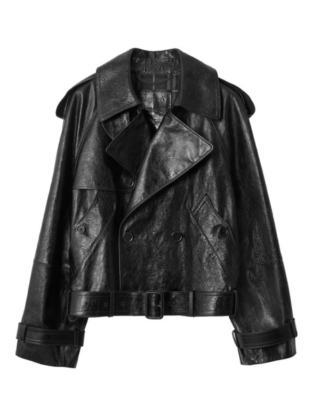  Burberry Embossed Leather Jacket - Black 