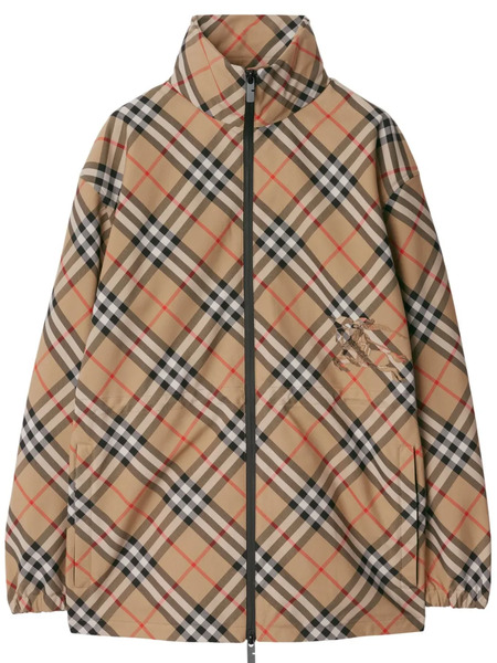  Burberry Embroidered Checked Jacket - Neutrals 