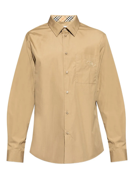 Burberry Embroidered-logo Pocket Shirt - Neutrals 