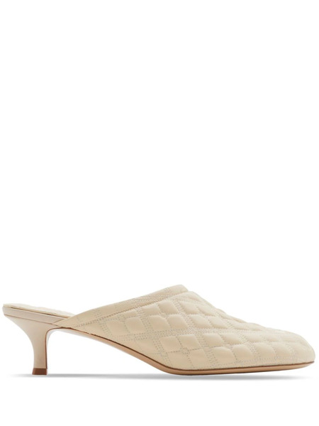  Burberry Embroidered Quilted Mules - Neutrals 