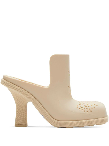  Burberry Equestrian Knight Square-toe Mules - Neutrals 