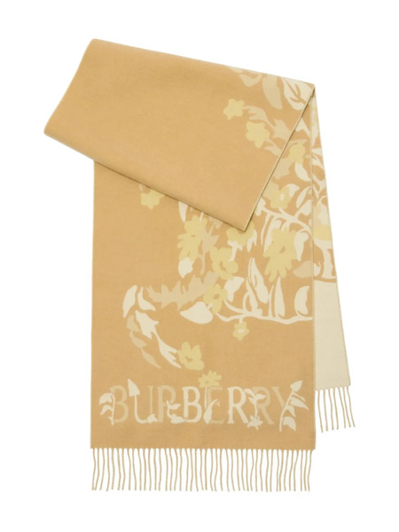  Burberry Floral Equestrian Knight Scarf - Neutrals 