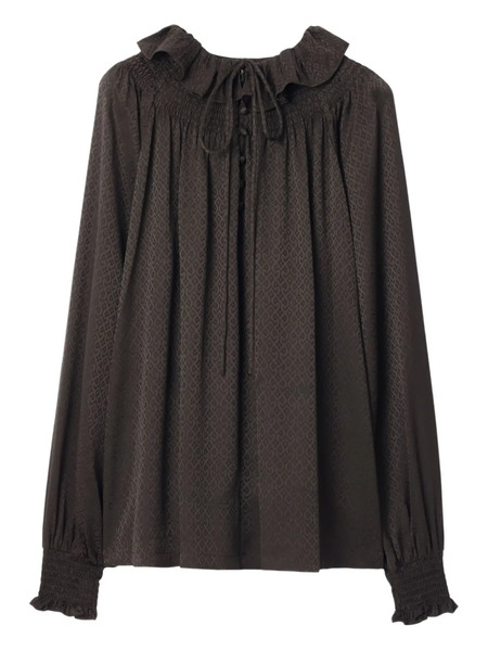  Burberry Geometric-pattern Ruffled Blouse - Brown 